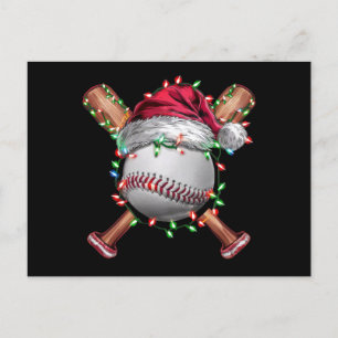 Christmas Baseball Santa Sports Xmas Holiday Postcard
