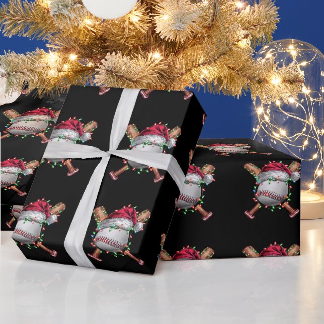 Christmas Baseball Santa Sports Xmas Holiday Wrapping Paper (Holidays)