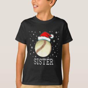 Christmas Baseball Sister Xmas Santa Hat Kids Boys T-Shirt