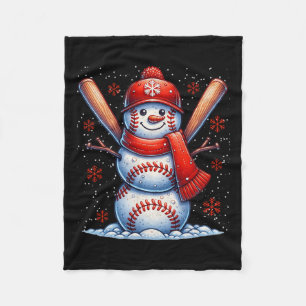Christmas Baseball Snowman Boys Baseball Christmas Fleece Blanket