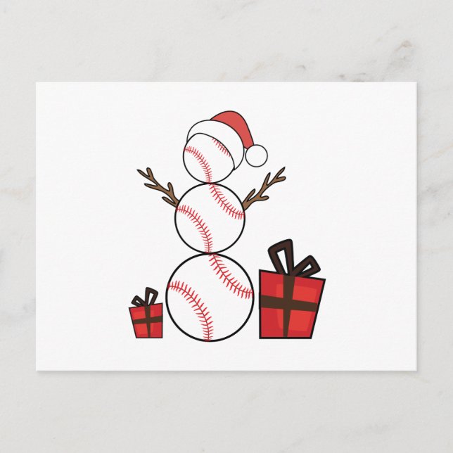 Christmas Baseball Snowman Funny Holiday Postcard (Front)