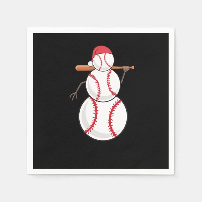 Christmas Baseball Snowman Napkin (Front)