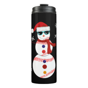 Christmas Baseball Snowman Santa Hat Gift Thermal Tumbler