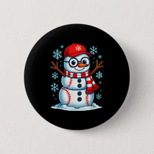 Christmas Baseball Snowman Xmas Pajamas Women Men  2 Inch Round Button