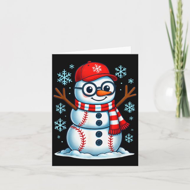 Christmas Baseball Snowman Xmas Pajamas Women Men  Card (Front)