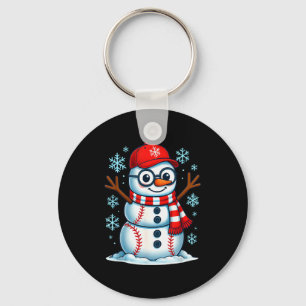 Christmas Baseball Snowman Xmas Pajamas Women Men Keychain