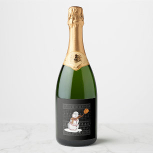 Christmas Baseball  Sparkling Wine Label