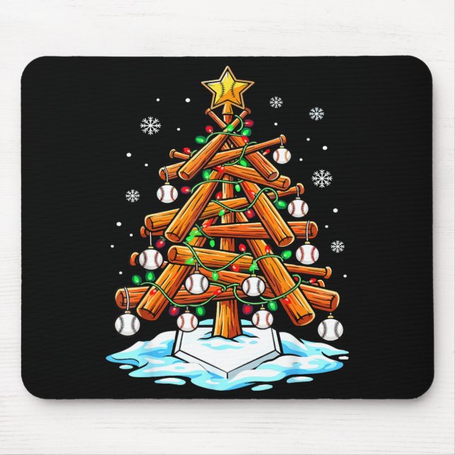 Christmas Baseball Tree Lights Xmas  Mouse Pad (Front)