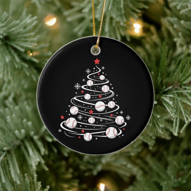 Christmas Baseball Tree Xmas Trees Baseball Lover  Ceramic Ornament (Tree)