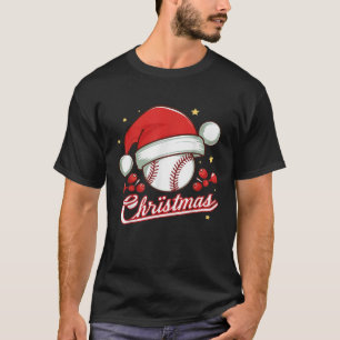 Christmas Baseball Xmas Santa Hat Ball T Shirt