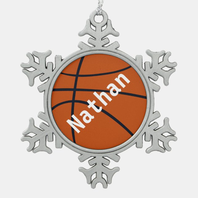 Christmas basketball add name ornament (Front)