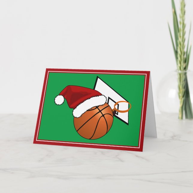 Christmas Basketball and Hoop Holiday Card (Front)