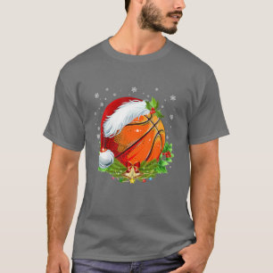 Christmas Basketball Ball Santa Hat Funny Sport Xm T-Shirt