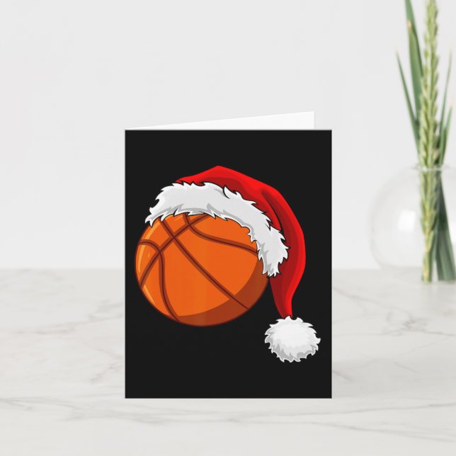 Christmas Basketball Ball Santa Hat Men Boys Sport Card (Front)