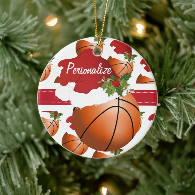 Christmas Basketball Personalize Ornament (Tree)
