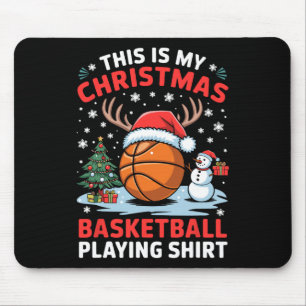 Christmas Basketball Player Santa Hat Basketball C Mouse Pad