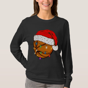 Christmas Basketball Santa Hat Funny Sport Xmas T-Shirt