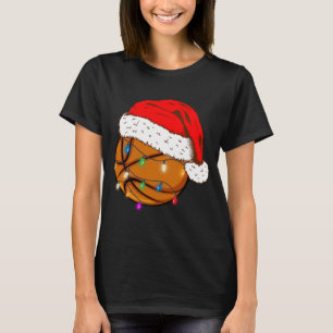 Christmas Basketball Santa Hat Funny Sport Xmas T-Shirt