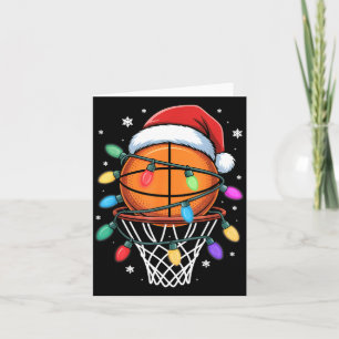 Christmas Basketball Santa Hat Xmas Light Basketba Card
