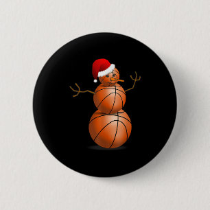 Christmas Basketball Shirt - Basketball Snowman  2 Inch Round Button