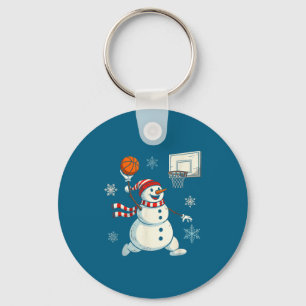 Christmas Basketball Snowman Player Santa Design Keychain