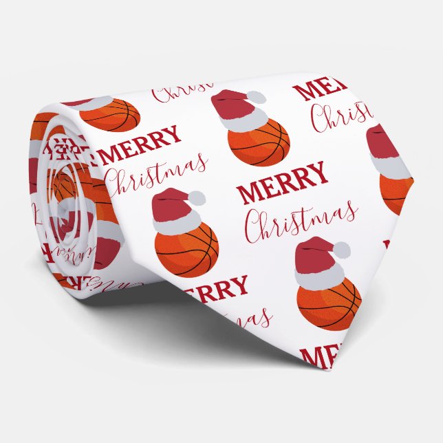 Christmas Basketball Sports Ball Party Tie (Rolled)