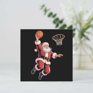 Christmas Basketball Sports Lover Santa Playing  Holiday Card