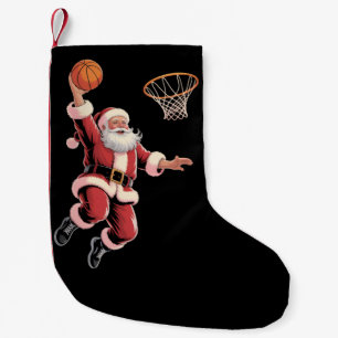 Christmas Basketball Sports Lover Santa Playing  Small Christmas Stocking