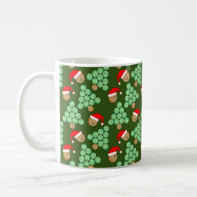 Christmas Basketball Tree Santa Hats Coffee Mug (Left)