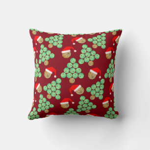 Christmas Basketball Tree Santa Hats Throw Pillow