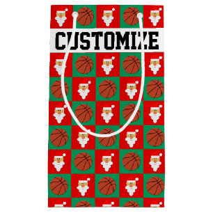 Christmas Basketballs & Santa Custom Player Name Small Gift Bag