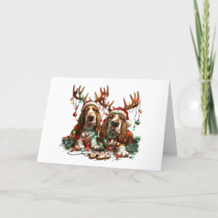 Christmas Basset Hound Dogs Holiday Card