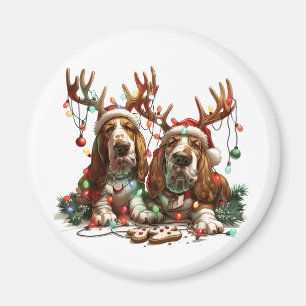 Christmas Basset Hound Dogs Magnet