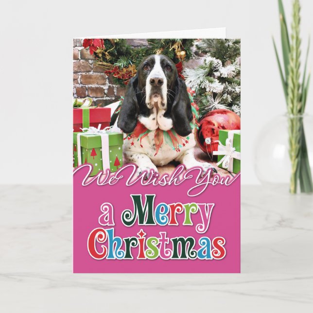 Christmas - Basset Hound - Jasmine Holiday Card (Front)
