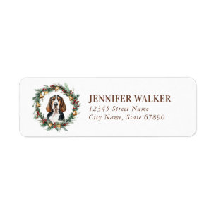 Christmas Basset Hound Return Address Labels