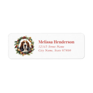 Christmas Basset Hound Return Address Labels