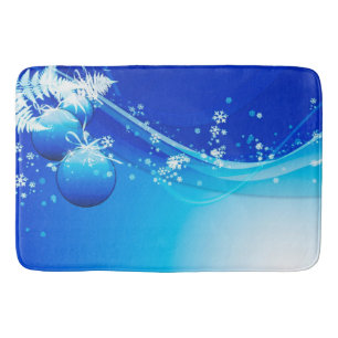 Christmas Bath Mat/Blue Ornaments Bath Mat
