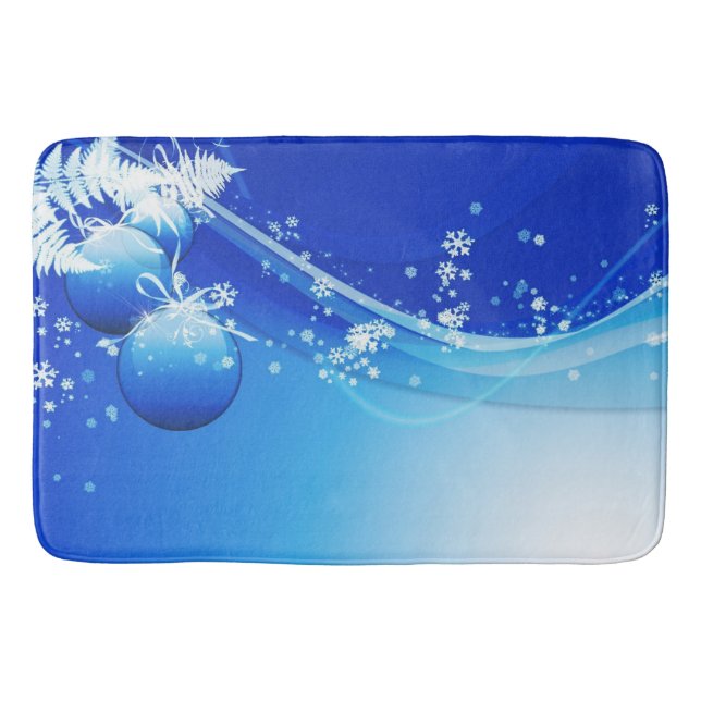 Christmas Bath Mat/Blue Ornaments Mat (Front)