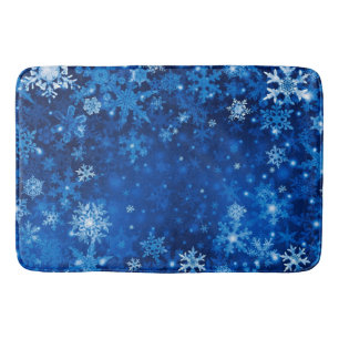 Christmas Bath Mat/Blue Snowflakes Bath Mat