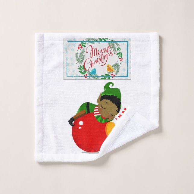 Christmas Bath Towel Sets, African Elf (Wash Cloth)