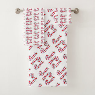 Christmas Bath Towel Sets, Candy Canes