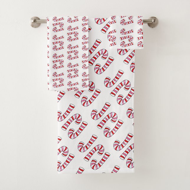 Christmas Bath Towel Sets, Candy Canes  (Insitu)