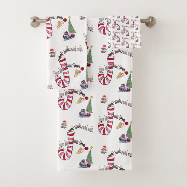 Christmas  Bath Towel Sets, Cat's Meow (Insitu)