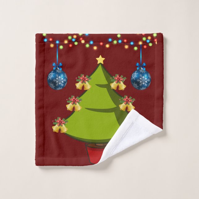 Christmas Bath Towel Sets, Christmas Tree (Wash Cloth)