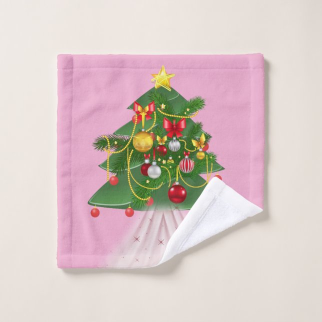 Christmas Bath Towel Sets, Christmas Tree (Wash Cloth)