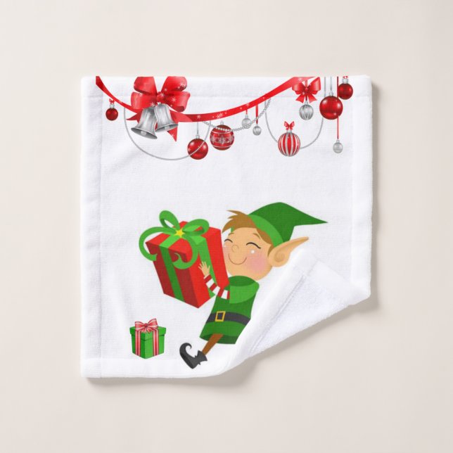 Christmas Bath Towel Sets, Elf (Wash Cloth)