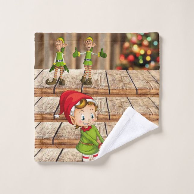 Christmas Bath Towel Sets, Elf (Wash Cloth)
