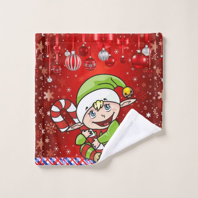 Christmas Bath Towel Sets, Elf (Wash Cloth)