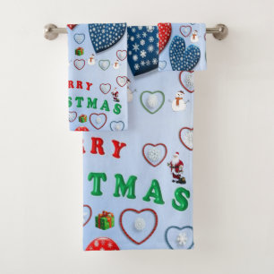 Christmas Bath Towel Sets, Merry Christmas