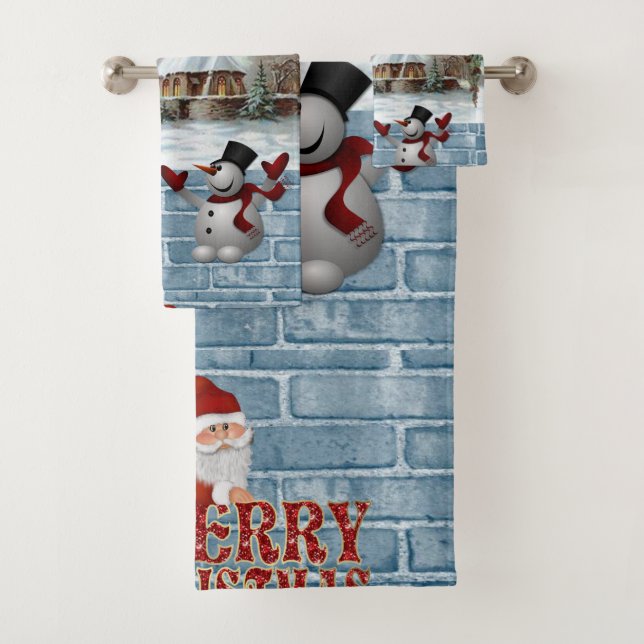Christmas Bath Towel Sets, Merry Christmas (Insitu)